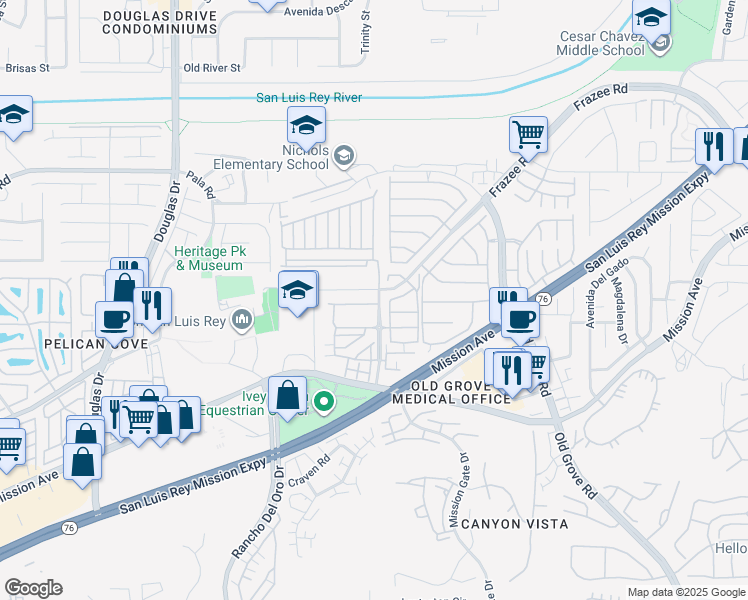 map of restaurants, bars, coffee shops, grocery stores, and more near 4209 Corte Court in Oceanside