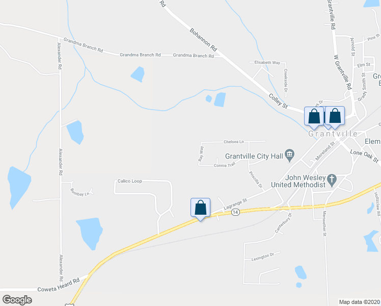 map of restaurants, bars, coffee shops, grocery stores, and more near 14 Ray Way in Grantville