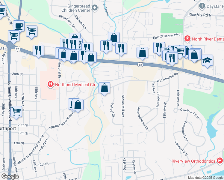 map of restaurants, bars, coffee shops, grocery stores, and more near 1 Valley Hill in Northport
