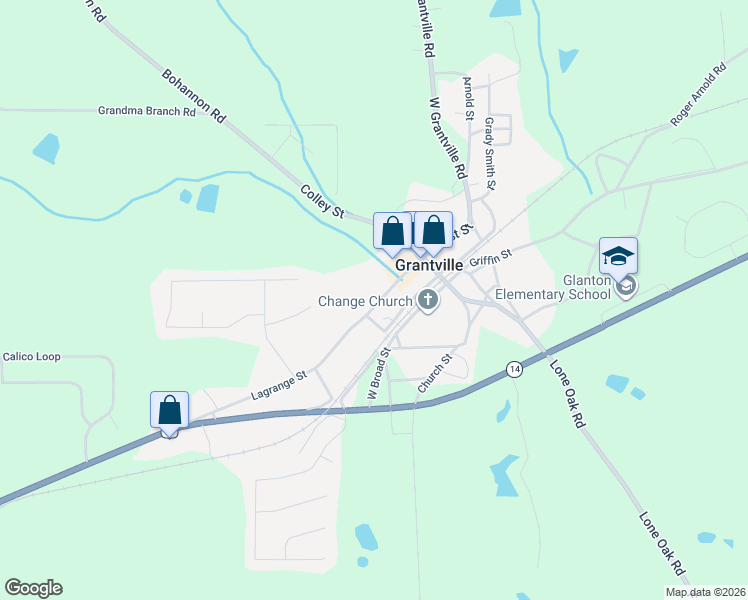 map of restaurants, bars, coffee shops, grocery stores, and more near 73 Lagrange Street in Grantville