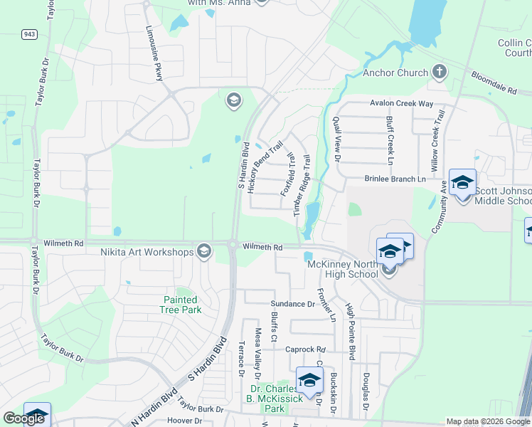 map of restaurants, bars, coffee shops, grocery stores, and more near 2804 Bentwood Way in McKinney