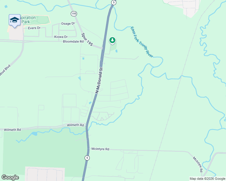 map of restaurants, bars, coffee shops, grocery stores, and more near 504 Terrace View Drive in McKinney