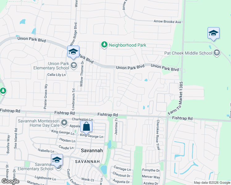 map of restaurants, bars, coffee shops, grocery stores, and more near 2205 Van Clark Way in Aubrey