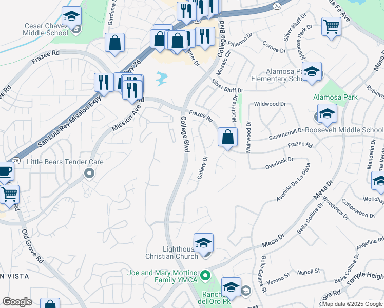 map of restaurants, bars, coffee shops, grocery stores, and more near 965 Tempera Court in Oceanside