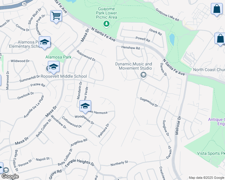 map of restaurants, bars, coffee shops, grocery stores, and more near 1281 Sagewood Drive in Oceanside