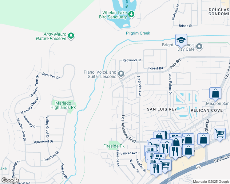 map of restaurants, bars, coffee shops, grocery stores, and more near 654 Hunter Street in Oceanside