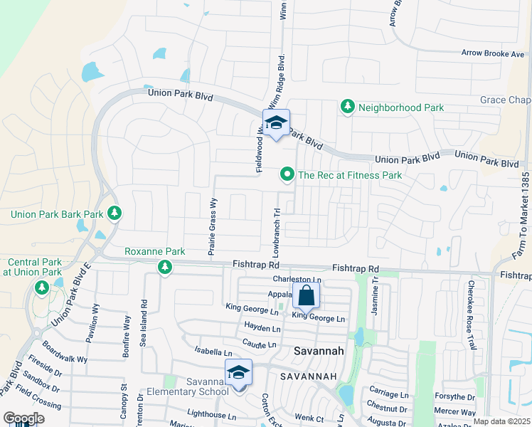 map of restaurants, bars, coffee shops, grocery stores, and more near 7009 Mapleshade Way in Aubrey