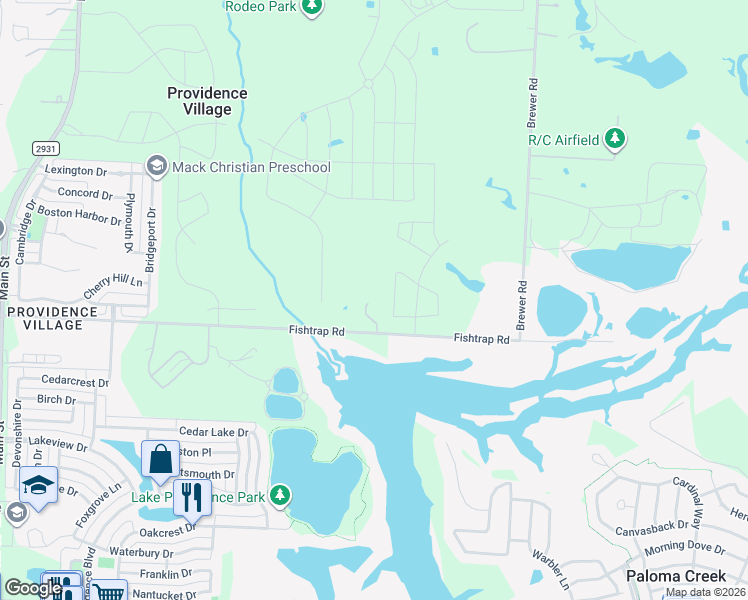 map of restaurants, bars, coffee shops, grocery stores, and more near 12029 Fishtrap Road in Aubrey