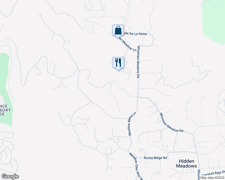 map of restaurants, bars, coffee shops, grocery stores, and more near 9613 Meadow Mesa Drive in Escondido