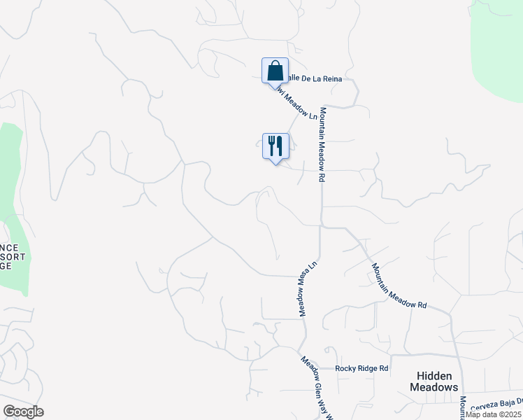 map of restaurants, bars, coffee shops, grocery stores, and more near 9613 Meadow Mesa Drive in Escondido