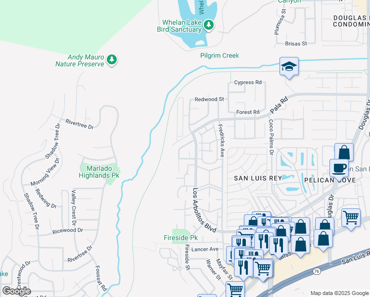 map of restaurants, bars, coffee shops, grocery stores, and more near 658 Hunter Street in Oceanside