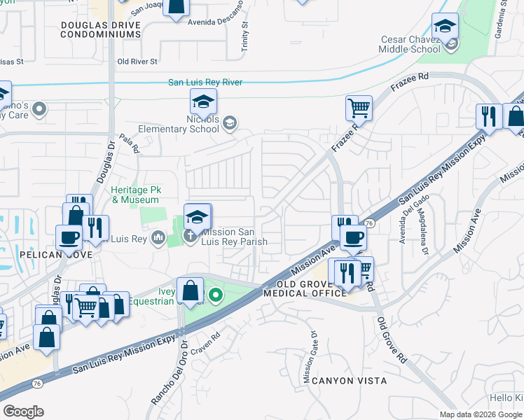 map of restaurants, bars, coffee shops, grocery stores, and more near 4209 Corte Court in Oceanside
