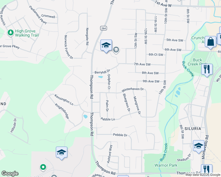 map of restaurants, bars, coffee shops, grocery stores, and more near 203 Coral Circle in Alabaster