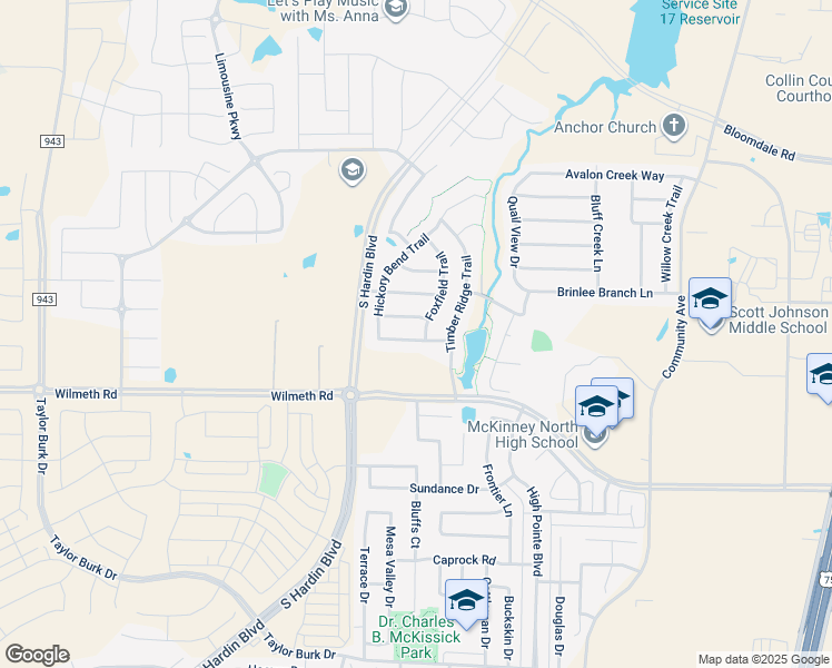 map of restaurants, bars, coffee shops, grocery stores, and more near 2804 Bentwood Way in McKinney