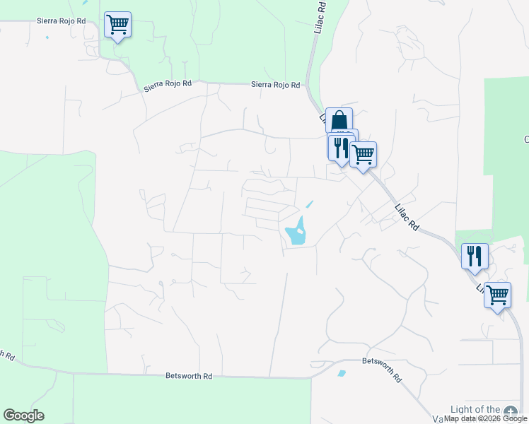 map of restaurants, bars, coffee shops, grocery stores, and more near 28890 Lilac Road in Valley Center