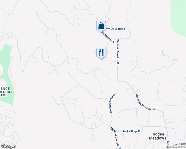 map of restaurants, bars, coffee shops, grocery stores, and more near 9613 Meadow Mesa Drive in Escondido