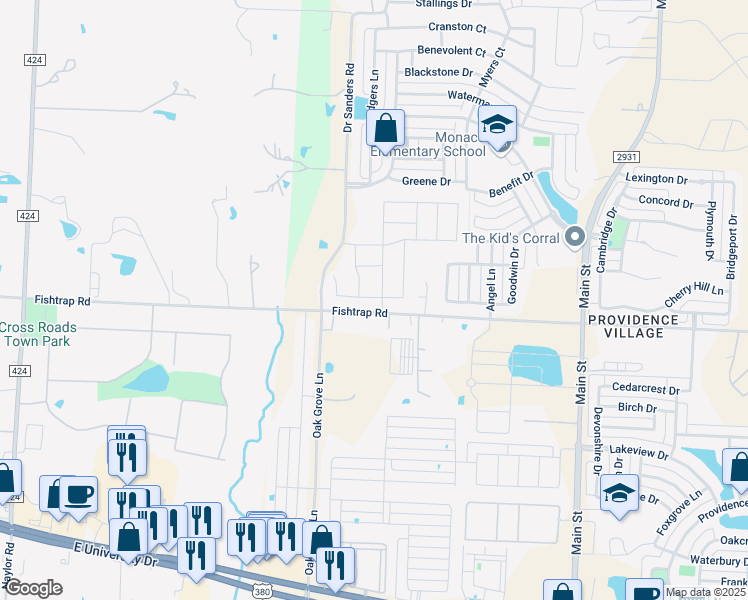 map of restaurants, bars, coffee shops, grocery stores, and more near 8994 DELWAY DRIVE in Denton County