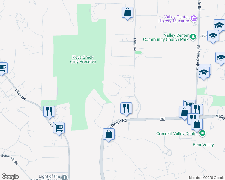 map of restaurants, bars, coffee shops, grocery stores, and more near 28641 Canyon Road in Valley Center