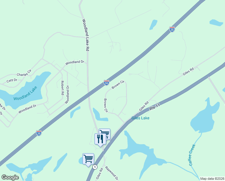 map of restaurants, bars, coffee shops, grocery stores, and more near 20578 Faynell Cir in Woodstock