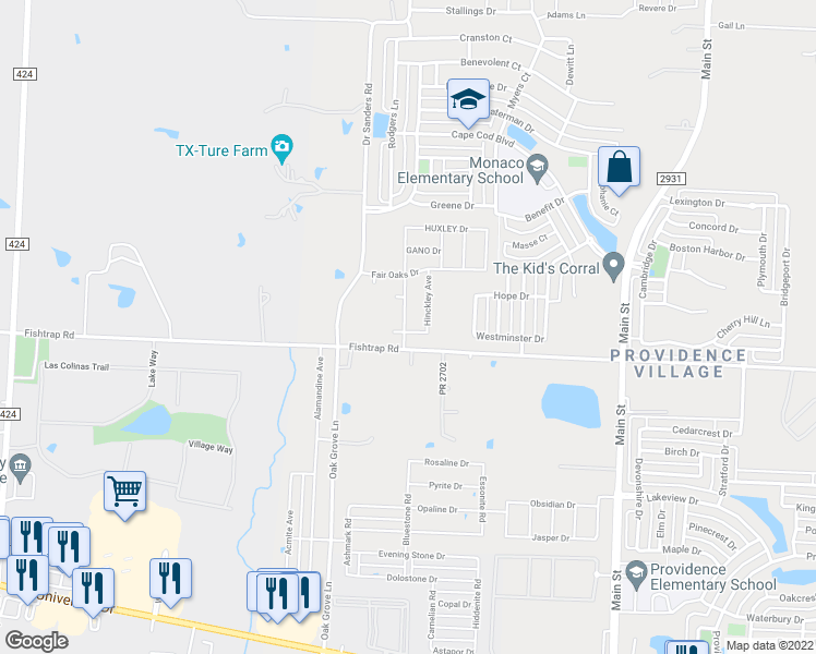 map of restaurants, bars, coffee shops, grocery stores, and more near 8994 DELWAY DRIVE in Denton County