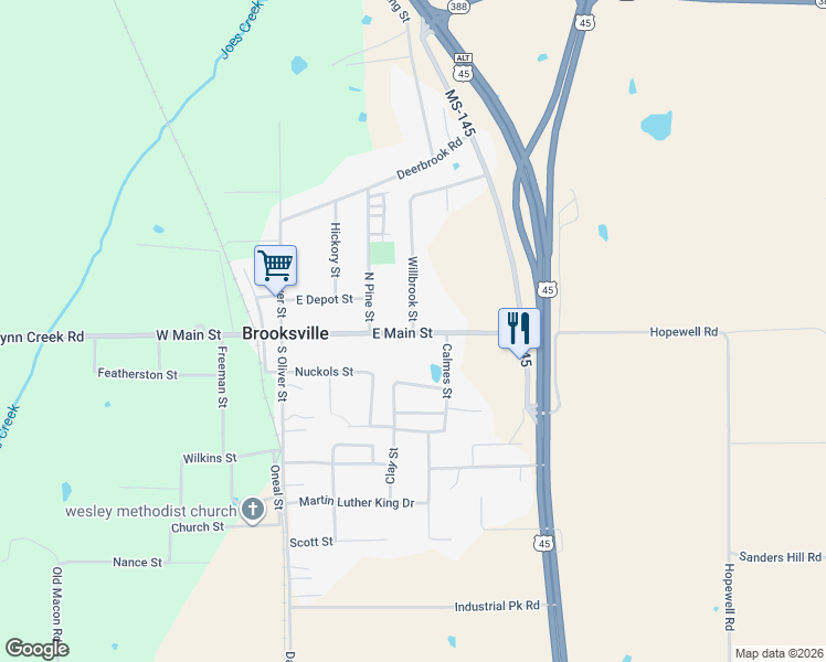 map of restaurants, bars, coffee shops, grocery stores, and more near 124 Wilbrook Road in Brooksville