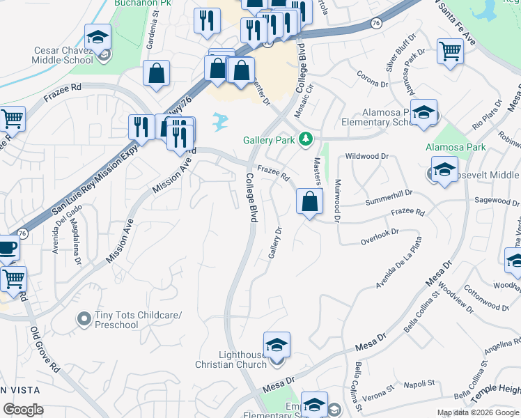 map of restaurants, bars, coffee shops, grocery stores, and more near 965 Tempera Court in Oceanside