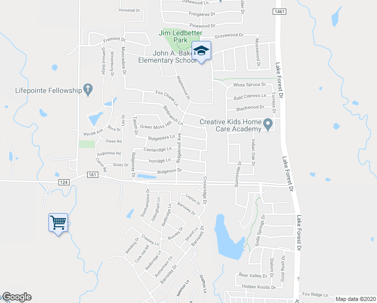 map of restaurants, bars, coffee shops, grocery stores, and more near 5421 Centeridge Lane in McKinney