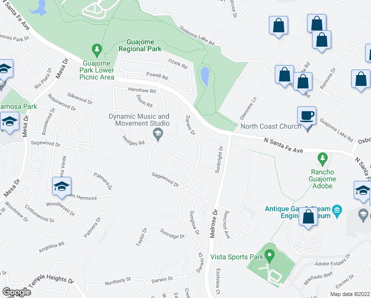 map of restaurants, bars, coffee shops, grocery stores, and more near 1545 Marjorie Street in Oceanside
