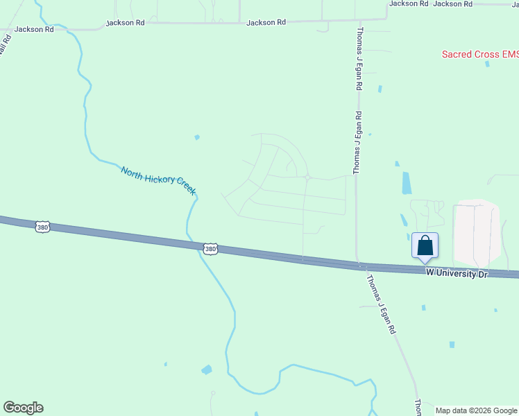 map of restaurants, bars, coffee shops, grocery stores, and more near 1261 Golden Hoof Drive in Krum