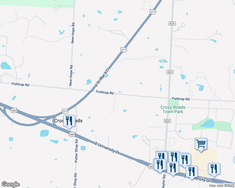map of restaurants, bars, coffee shops, grocery stores, and more near 6401 Fishtrap Road in Cross Roads