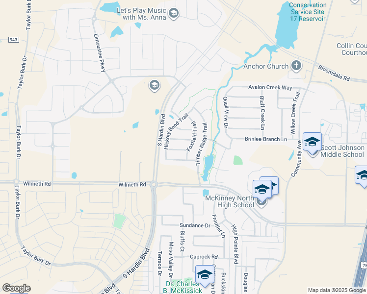 map of restaurants, bars, coffee shops, grocery stores, and more near 2817 Fair Timber Way in McKinney