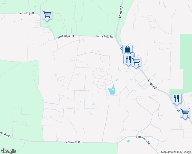 map of restaurants, bars, coffee shops, grocery stores, and more near 12646 Choctow Ridge Road in Valley Center