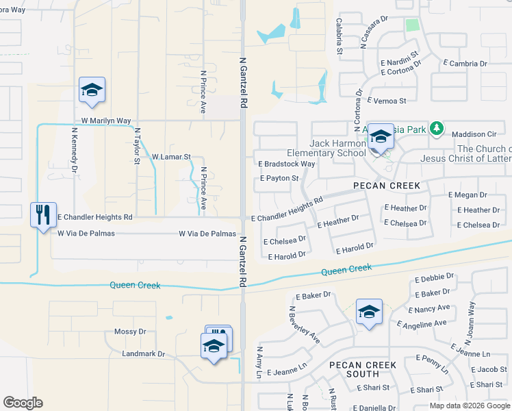 map of restaurants, bars, coffee shops, grocery stores, and more near 39216 North Kelley Circle in San Tan Valley