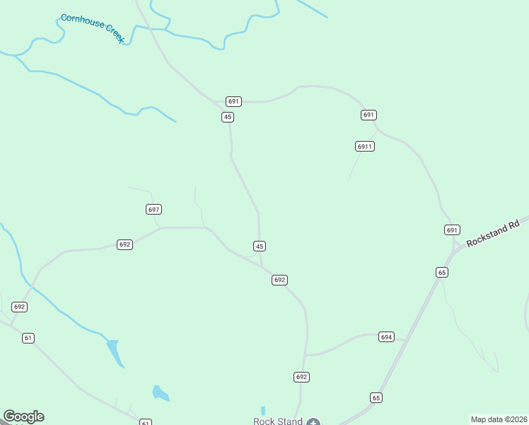 map of restaurants, bars, coffee shops, grocery stores, and more near County Road 45 in Roanoke