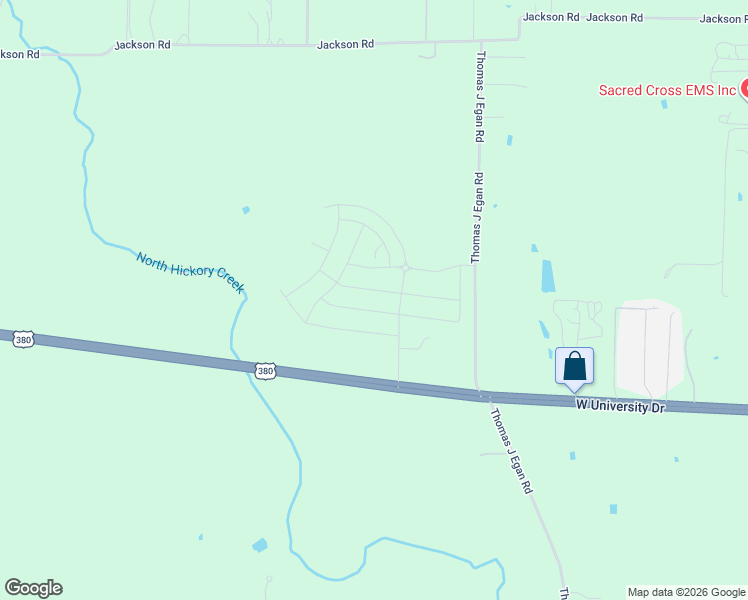 map of restaurants, bars, coffee shops, grocery stores, and more near 1261 Golden Hoof Drive in Krum