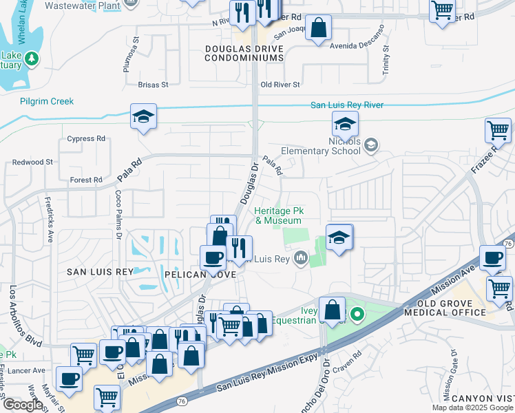 map of restaurants, bars, coffee shops, grocery stores, and more near 326 Capricho Way in Oceanside