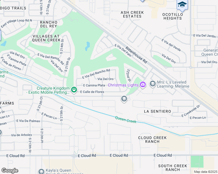 map of restaurants, bars, coffee shops, grocery stores, and more near 21995 East Camina Plata in Queen Creek
