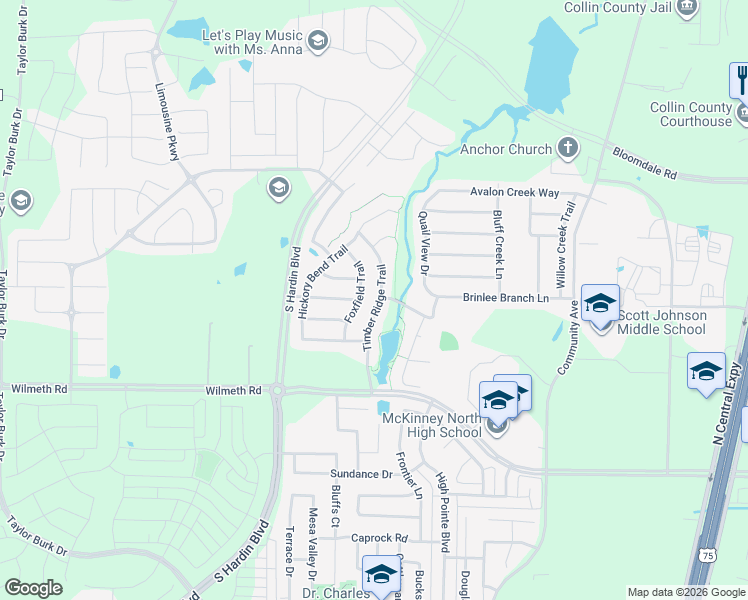 map of restaurants, bars, coffee shops, grocery stores, and more near 3317 Timber Ridge Trail in McKinney