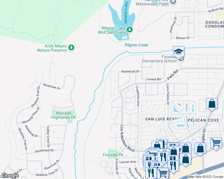 map of restaurants, bars, coffee shops, grocery stores, and more near 730 Kingbird Loop in Oceanside