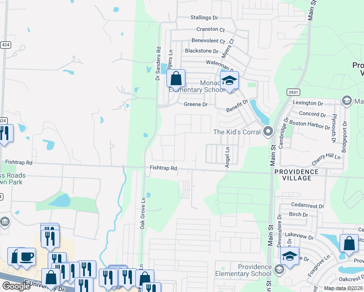 map of restaurants, bars, coffee shops, grocery stores, and more near 1628 Hinckley Avenue in Denton County