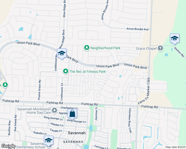 map of restaurants, bars, coffee shops, grocery stores, and more near 7209 Wildflower Way in Little Elm