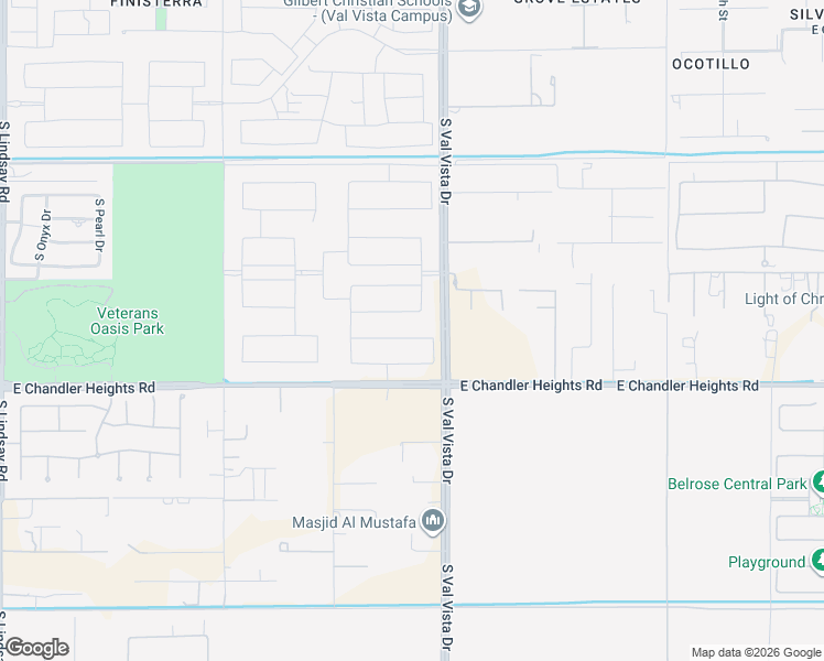 map of restaurants, bars, coffee shops, grocery stores, and more near 1570 East San Carlos Way in Gilbert