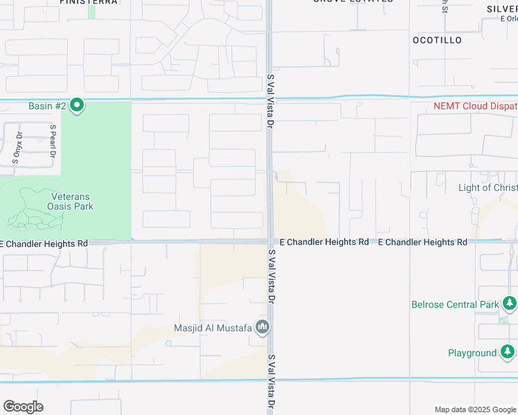 map of restaurants, bars, coffee shops, grocery stores, and more near 1570 East San Carlos Way in Gilbert