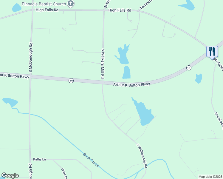 map of restaurants, bars, coffee shops, grocery stores, and more near 315 South Walkers Mill Road in Griffin
