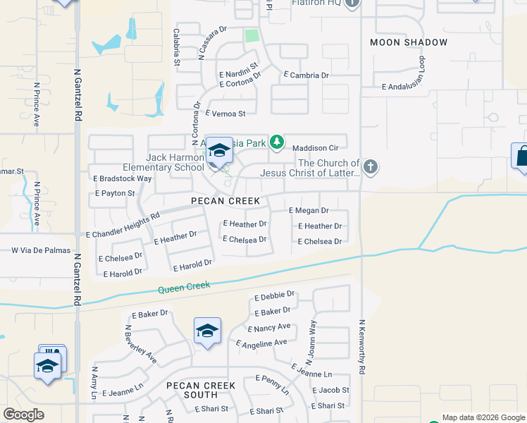 map of restaurants, bars, coffee shops, grocery stores, and more near 1285 East March Street in San Tan Valley