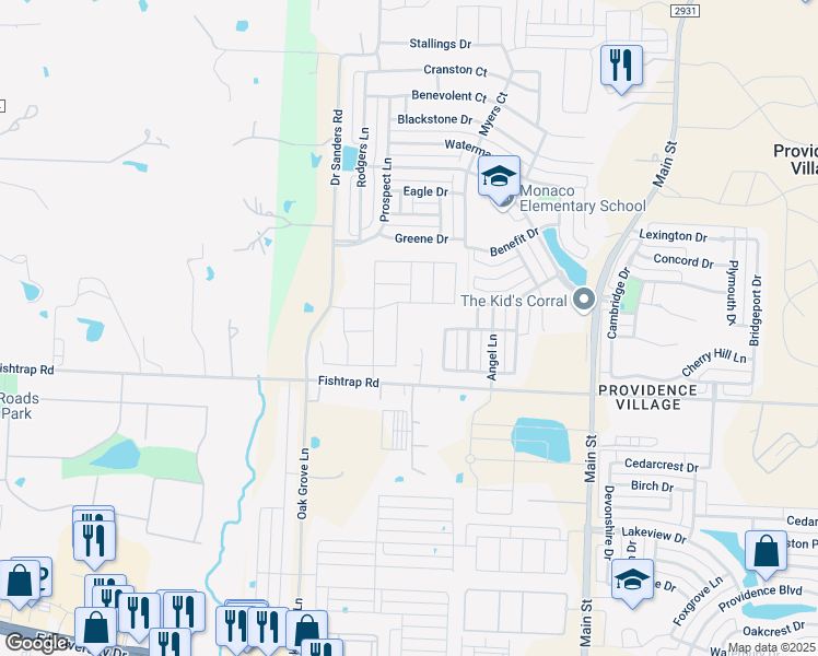 map of restaurants, bars, coffee shops, grocery stores, and more near 1628 Hinckley Avenue in Denton County