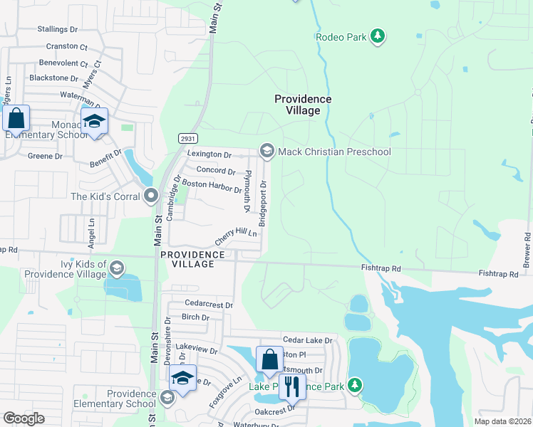 map of restaurants, bars, coffee shops, grocery stores, and more near 1800 Bridgeport Drive in Denton County