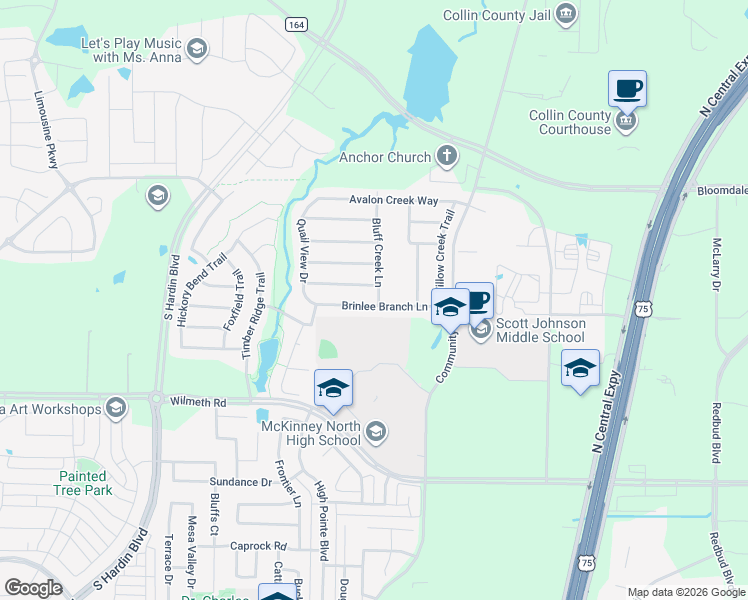 map of restaurants, bars, coffee shops, grocery stores, and more near 2409 Brinlee Branch Lane in McKinney