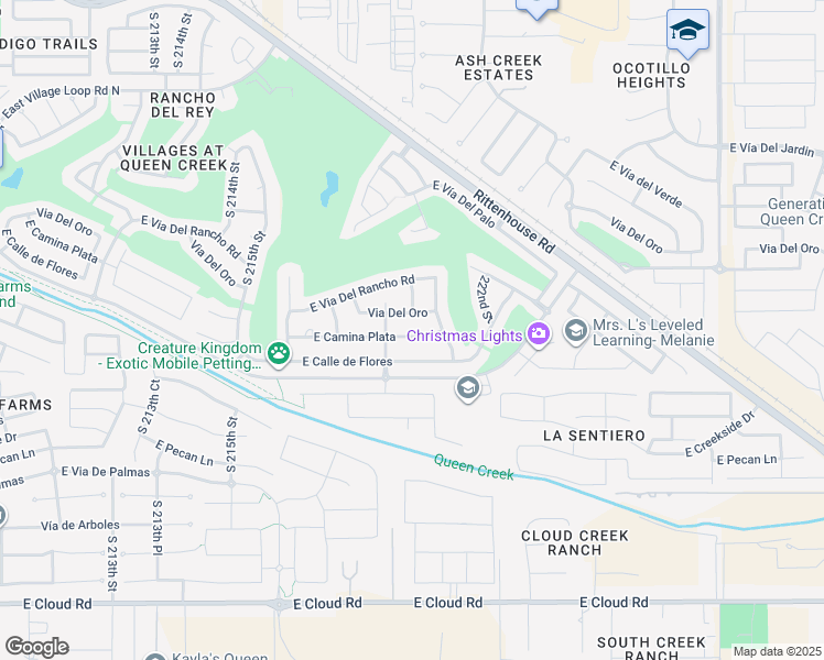 map of restaurants, bars, coffee shops, grocery stores, and more near 21995 East Camina Plata in Queen Creek