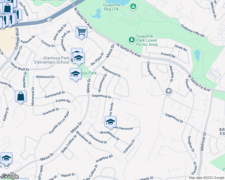 map of restaurants, bars, coffee shops, grocery stores, and more near 5204 Heatherwood Drive in Oceanside